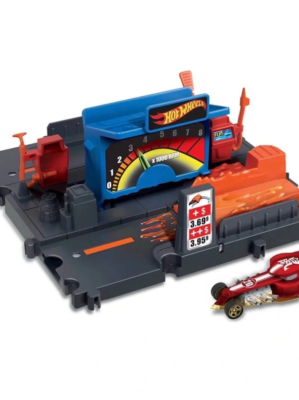 Hot Wheels City Fuel Station Shift Playset Gas Station Track Set (Car Included)
